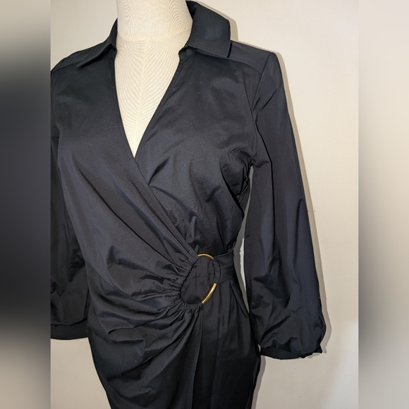 Veronica Beard Afton Black Wrap Dress - Picture 3 of 13